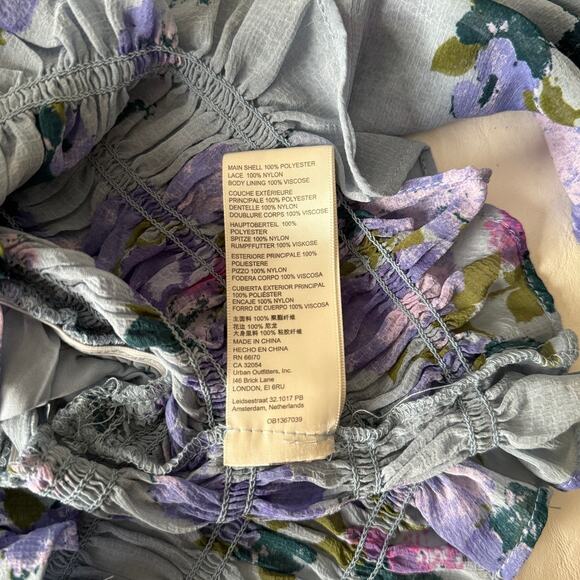 Free People Daphne Blouse in Silver Blue Combo Size S - Picture 8 of 10